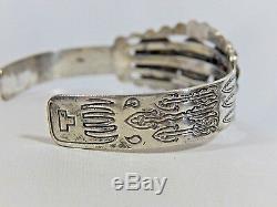 Fred Harvey Era Old Navajo Coin Silver Royston Turquoise & Concho Cuff Bracelet