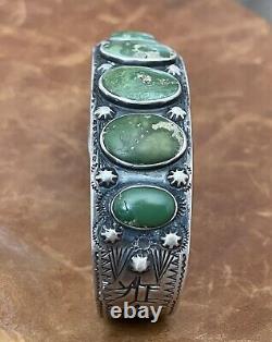 Fred Harvey Era Old Pawn Navajo Sterling Silver Royston Turquoise Cuff Bracelet