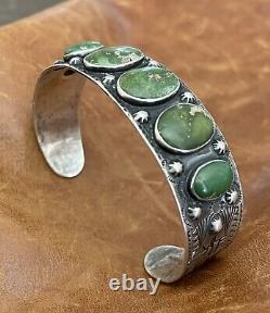 Fred Harvey Era Old Pawn Navajo Sterling Silver Royston Turquoise Cuff Bracelet