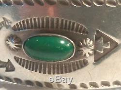 Fred Harvey Era Old Turquoise Silver 1930s Whirling Log Cuff Bracelet Pre WW 2
