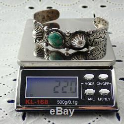 Fred Harvey Era Old Turquoise Snake Sterling Silver 6 1/2 Cuff Weighs 22 gram