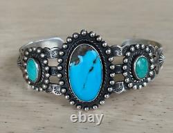 Fred Harvey Era Pacific Jewelry Co. Sterling Silver Turquoise Bracelet