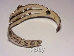 Fred Harvey Era Pawn Native American Navajo Sterling Silver Arrows Cuff Bracelet