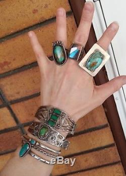 Fred Harvey Era Royston Turquoise Horse Sterling Silver Stamped Cuff Bracelet
