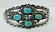 Fred Harvey Era Silver Arrow Stamped Sterling Silver Turquoise Cuff Bracelet