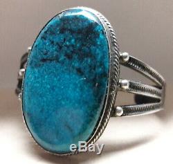 Fred Harvey Era Smokey Blue Pyrite Turquoise Sterling Silver cuff bracelet 38 gr