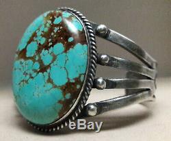 Fred Harvey Era Spiderweb Turquoise Sterling Silver cuff bracelet 61 grams