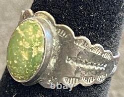 Fred Harvey Era Stamped Sterling & Turquoise Ring. TJ786