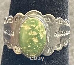 Fred Harvey Era Stamped Sterling & Turquoise Ring. TJ786