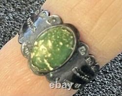 Fred Harvey Era Stamped Sterling & Turquoise Ring. TJ786