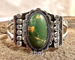 Fred Harvey Era Sterling Bracelet withNatural CERRILLOS TURQUOISE sgnd HANDMADE