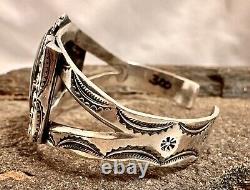 Fred Harvey Era Sterling Bracelet withNatural CERRILLOS TURQUOISE sgnd HANDMADE