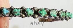 Fred Harvey Era Sterling Silver Carved Turquoise Cuff Bracelet 7 NICE