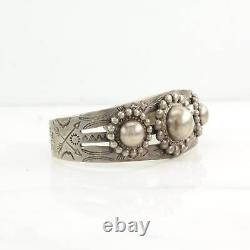 Fred Harvey Era Sterling Silver Cuff Bracelet Floral