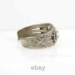 Fred Harvey Era Sterling Silver Cuff Bracelet Floral