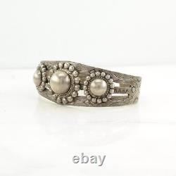 Fred Harvey Era Sterling Silver Cuff Bracelet Floral