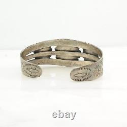 Fred Harvey Era Sterling Silver Cuff Bracelet Floral