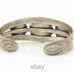 Fred Harvey Era Sterling Silver Cuff Bracelet Floral