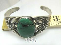 Fred Harvey Era Sterling Silver Native Turquoise Bracelet Cuff Southwest