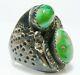 Fred Harvey Era Sterling Silver Turquoise Heavy Chunky Large Shield Ring Mens