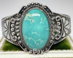 Fred Harvey Era Sterling Silver Water Web Turquoise Cuff Bracelet Maisels H85