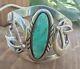Fred Harvey Era Sterling Silver With Cast Butterfly's Turquoise Cuff 33.1 Grams