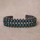 Fred Harvey Era Sterling Silver And Two Row Faux Turquoise Cuff Bracelet