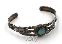 Fred Harvey Era Thunderbird Sterling Silver Turquoise Cuff Bracelet Vintage
