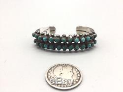Fred Harvey Era Turquoise Cuff Bracelet Coin Silver or Serling Silver