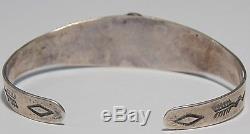 Fred Harvey Era Turquoise Dogs Native American Sterling Silver 925 Cuff Bracelet