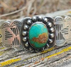 Fred Harvey Era Turquoise Sterling Silver Arrow Stamped Cuff Bracelet
