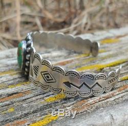 Fred Harvey Era Turquoise Sterling Silver Arrow Stamped Cuff Bracelet