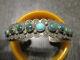 Fred Harvey Era Vintage Navajo Sterling Silver Stamped Turquoise Cuff Bracelet