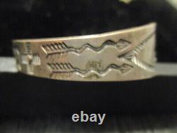 Fred Harvey Era Vintage Navajo Sterling Whirling Log Turquoise Cuff Bracelet