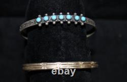 Fred Harvey Era Vintage Sterling Silver & Turquoise Bracelet (baby size)