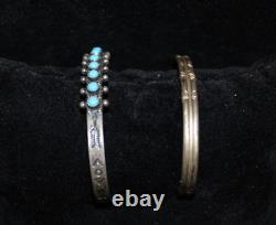 Fred Harvey Era Vintage Sterling Silver & Turquoise Bracelet (baby size)