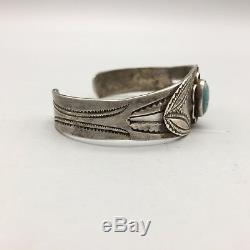 Fred Harvey Era Vintage Turquoise and Sterling Silver Cuff Bracelet