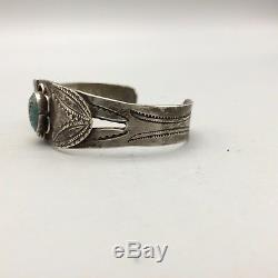 Fred Harvey Era Vintage Turquoise and Sterling Silver Cuff Bracelet