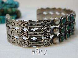 Fred Harvey Era ZUNI Natural CERRILLOS TURQUOISE Coin SILVER Snake Eyes CUFF