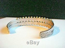Fred Harvey Era Zuni Sterling Silver Turquoise 2 row Petit Point Cuff EXCELLENT