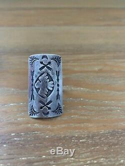 Fred Harvey Native American Stamped Silver Ring And Cuff Bracelet