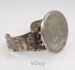 Fred Harvey Native American Sterling Silver 1922 Silver Peace Dollar Bracelet FZ