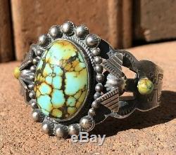 Fred Harvey Navajo Damele Carico Lake Turquoise Sterling Silver Cuff Bracelet