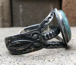 Fred Harvey Navajo Number #8 Spiderweb Turquoise Sterling Silver Cuff Bracelet