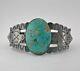 Fred Harvey Navajo Sterling Silver Cerrillos Turquoise Thunderbird Cuff Bracelet