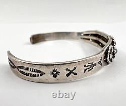 Fred Harvey Navajo Sterling Silver Stamped Arrow Royston Turquoise Cuff Bracelet