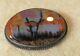 Fred Harvey Navajo Sterling Silver And Petrified Wood/ Picture Agate Pin/broach
