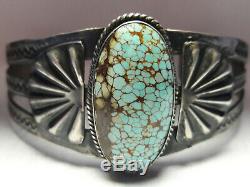 Fred Harvey Number 8 Turquoise Sterling Silver cuff bracelet 34 grams