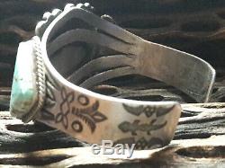 Fred Harvey Number 8 Turquoise Sterling Silver cuff bracelet 48.6 grams