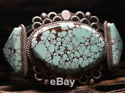 Fred Harvey Number 8 Turquoise Sterling Silver cuff bracelet 48.6 grams